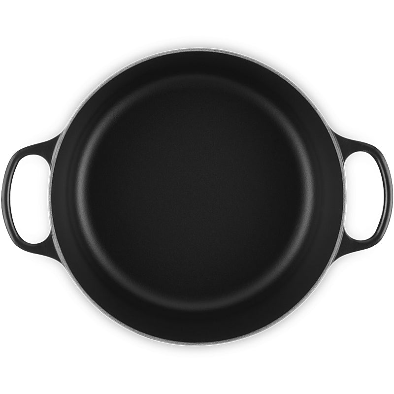Le Creuset Bräter Signature rund 18 cm Schwarz matt innen & außen
