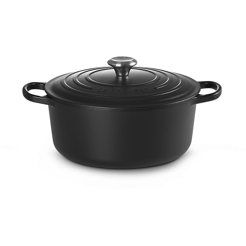 Le Creuset Bräter Signature rund 18 cm Schwarz matt innen & außen