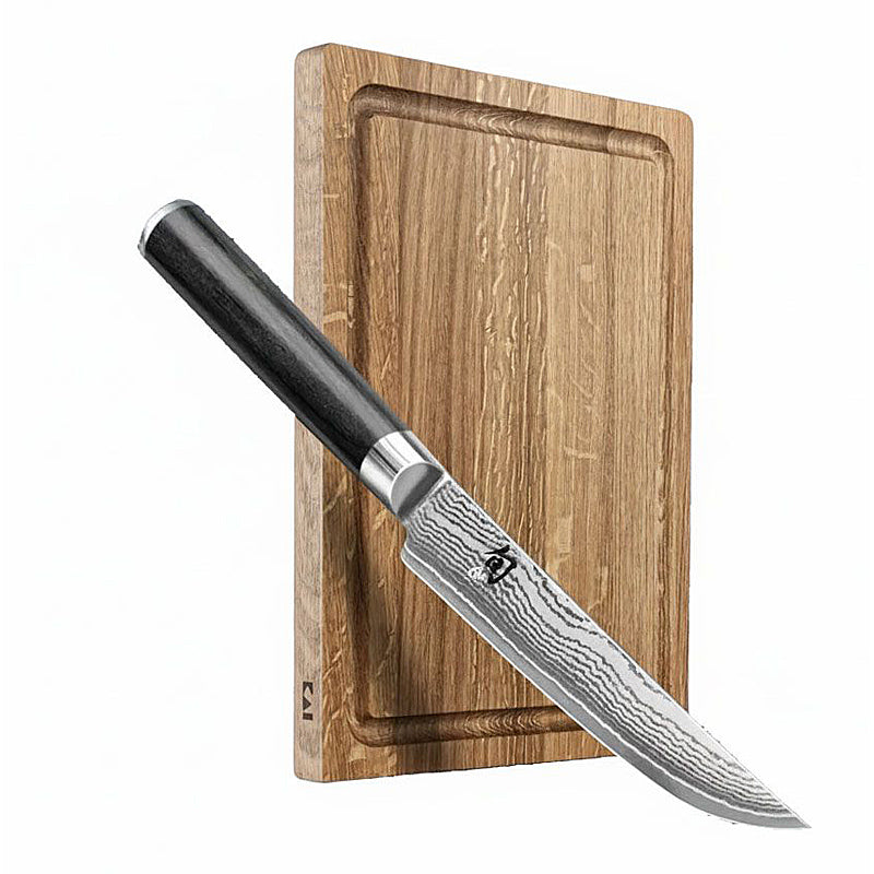 KAI Shun Classic Set – Steakmesser 12 cm mit Steakbrett aus Eiche