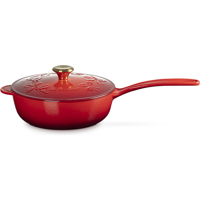Le Creuset Stielkasserolle Holly Tradition 21 cm Kirschrot