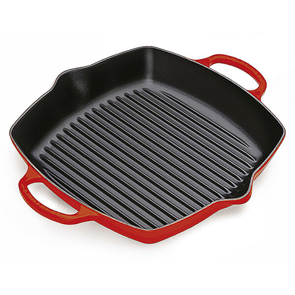 Le Creuset Quadratische Grillpfanne mit 2 Griffen Signature 30 cm Kirschrot