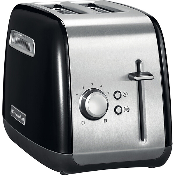 KitchenAid 5KMT2115EOB Toaster 2-Scheiben CLASSIC Farbe onxy schwarz - Der Toaster in einer spezifischen Farbe, abgebildet auf einer modernen K&uuml;chenarbeitsplatte.