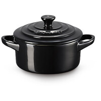 Le Creuset MINI COCOTTE SCHWARZ GL&Auml;NZEND