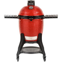 Kamado Joe Classic III Keramikgrill mit gusseisernem Rollwagen und Feststellmechanismus