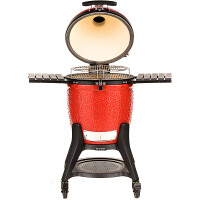 Kamado Joe Classic III Keramikgrill mit gusseisernem Rollwagen und Feststellmechanismus