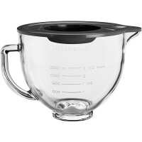 Kitchenaid 5KSM5GB Klar-Glassch&uuml;ssel  4,8 L +Griff/Silikondeckel f&uuml;r K&uuml;chenmaschine 4.3L &amp;  4.8L