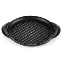 Le Creuset Grillplatte rund 25 cm Schwarz