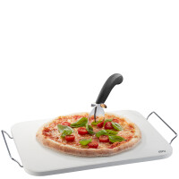Gefu Set: Pizzastein DARIOSO mit Gestell + Pizzaschneider + Pizza-Schieber 89534