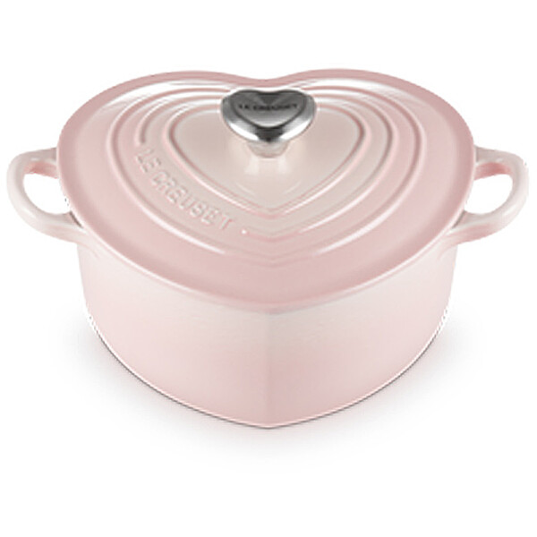 Le Creuset Herzbr&auml;ter mit Herzknopf Shell Pink