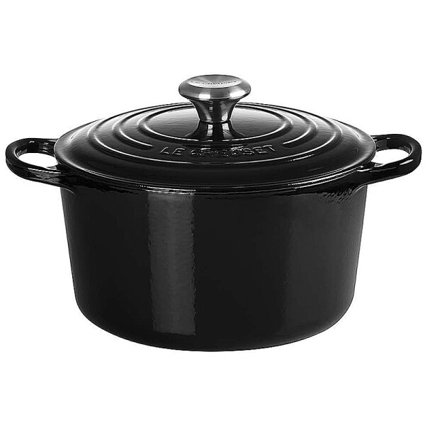 Le Creuset Hoher Br&auml;ter rund Signature 26 cm Schwarz gl&auml;nzend