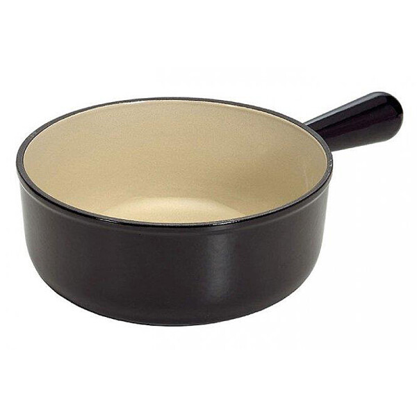 Le Creuset Caquelon Schwenkkasserolle Fonduetopf Guss Schwarz 22cm