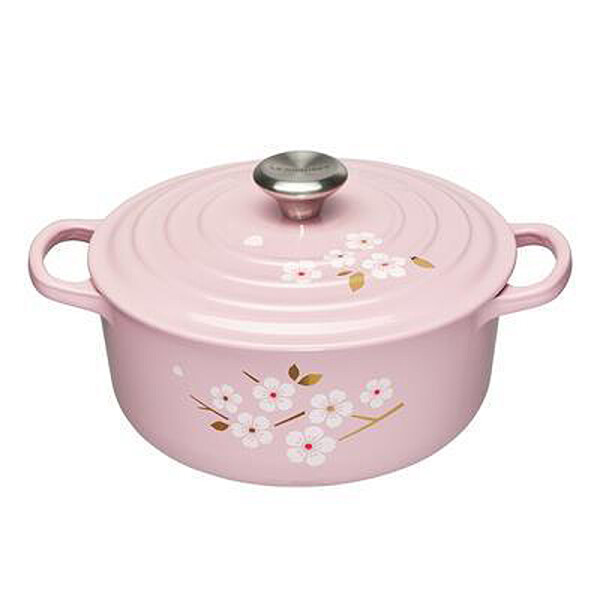 Le Creuset Br&auml;ter rund Signature 20 cm, 
Chiffon Pink mit Sakura-Dekor